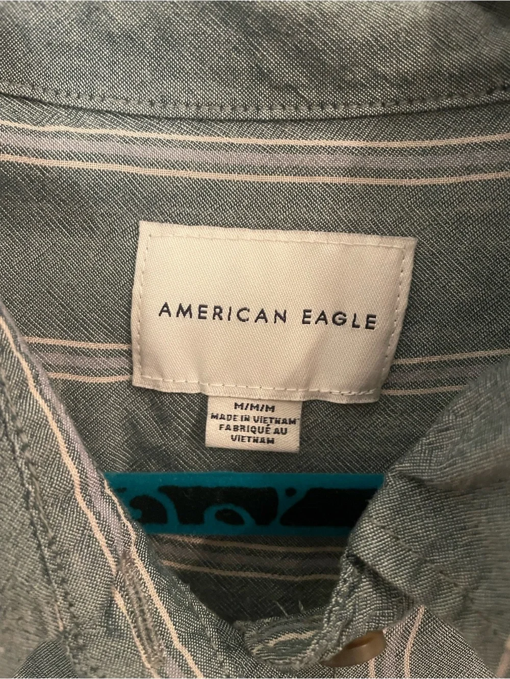 American Eagle Outfitters Green Stripe Button-Up Shirt